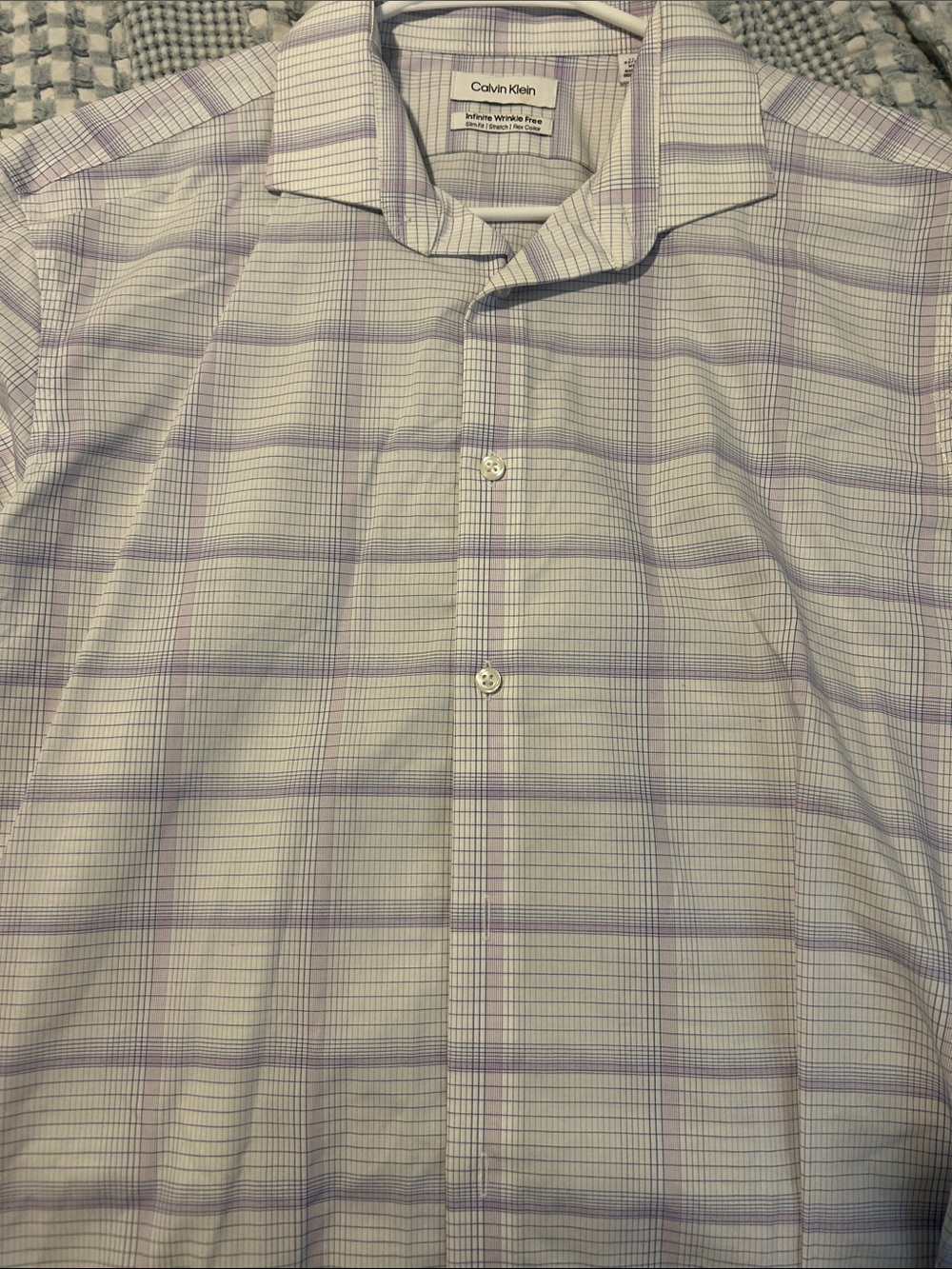 Calvin Klein Men's Light Purple Plaid Dress Shirt